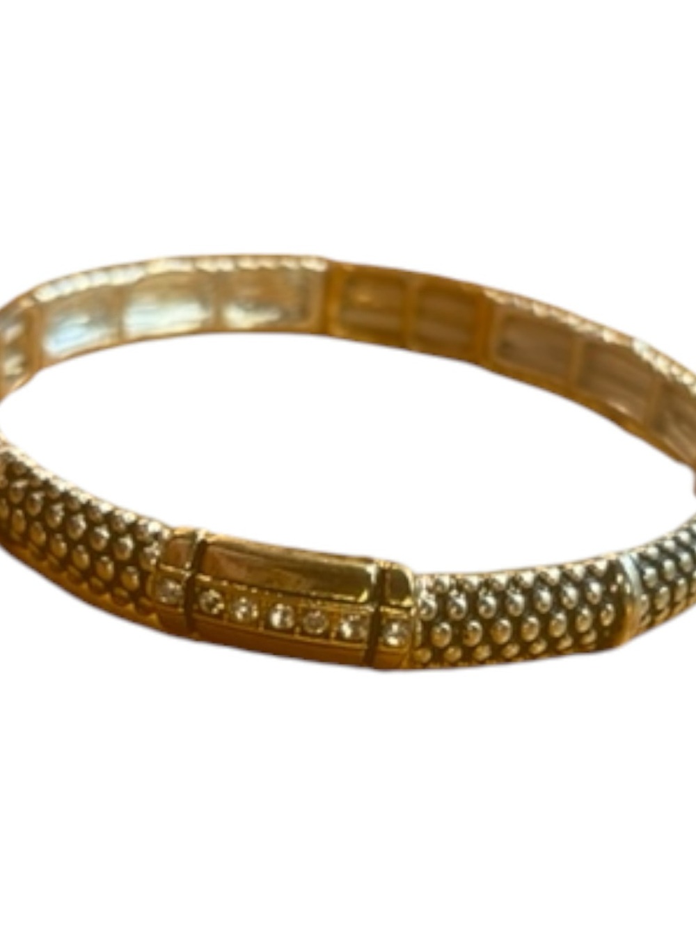 Two-Tone Silver & Gold Stretch Bangle Bracelet with Rhinestone Accents - Picture 5 of 8